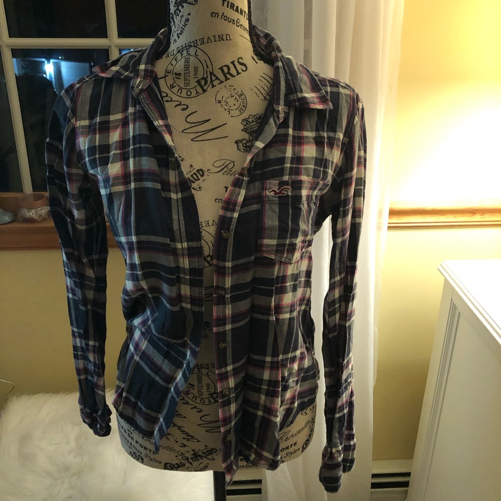 Hollister Blue, Pink, and White Flannel Women’s Size XS